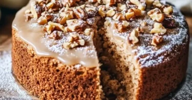 Schneller Nusskuchen in 5 Minuten auf einem Teller